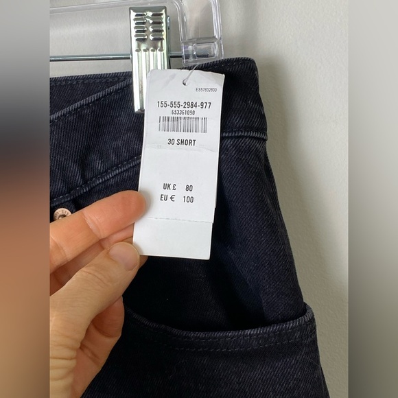 SALE. Abercrombie & Fitch Straight Charcoal Jeans with Split Hem - Picture 4 of 8